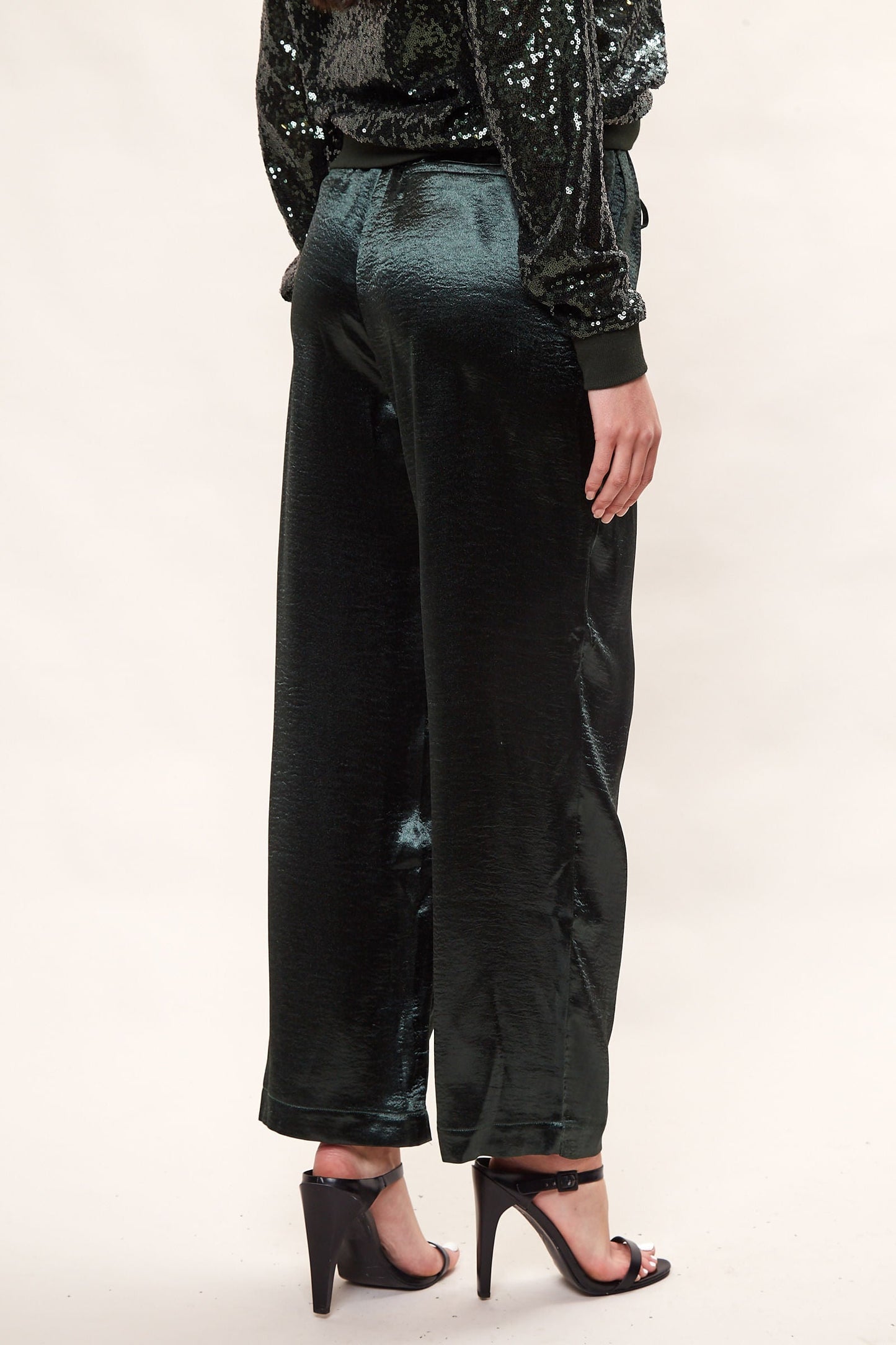 Louche Satin Emmanuella Pull On Trouser - Green