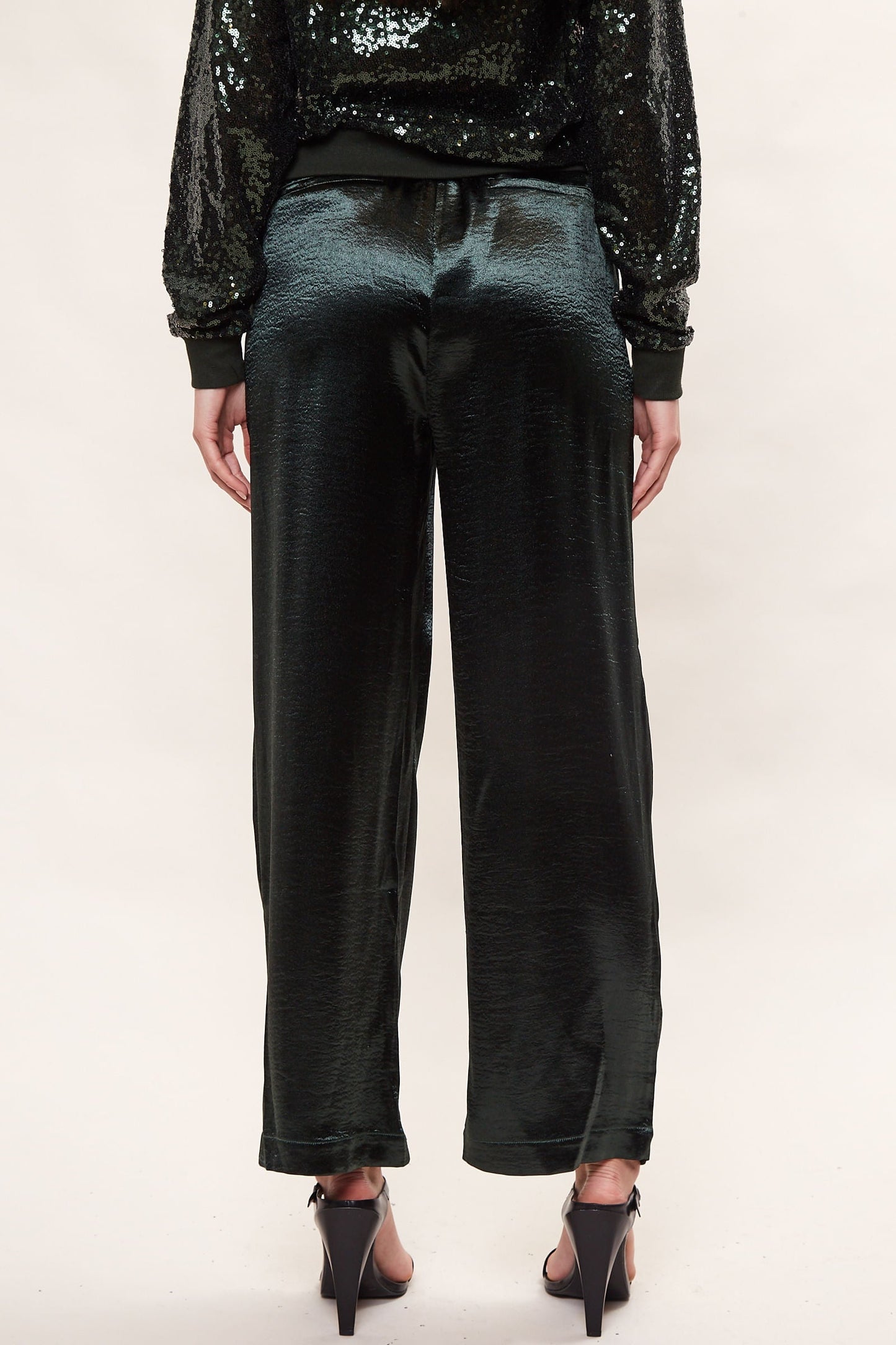 Louche Satin Emmanuella Pull On Trouser - Green