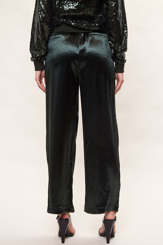Louche Satin Emmanuella Pull On Trouser - Green