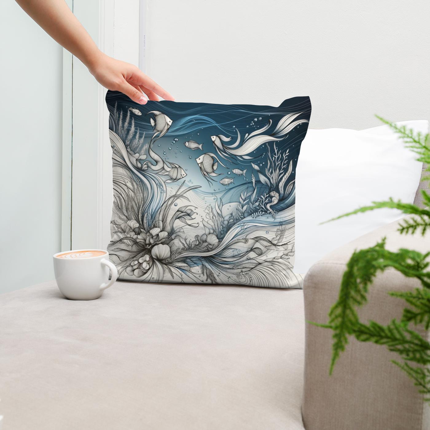 Oceanic Script Elegance Cotton Cushion
