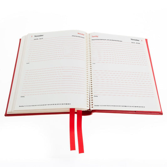 2026 Desk Diary - Day-a-Page Planner - Red