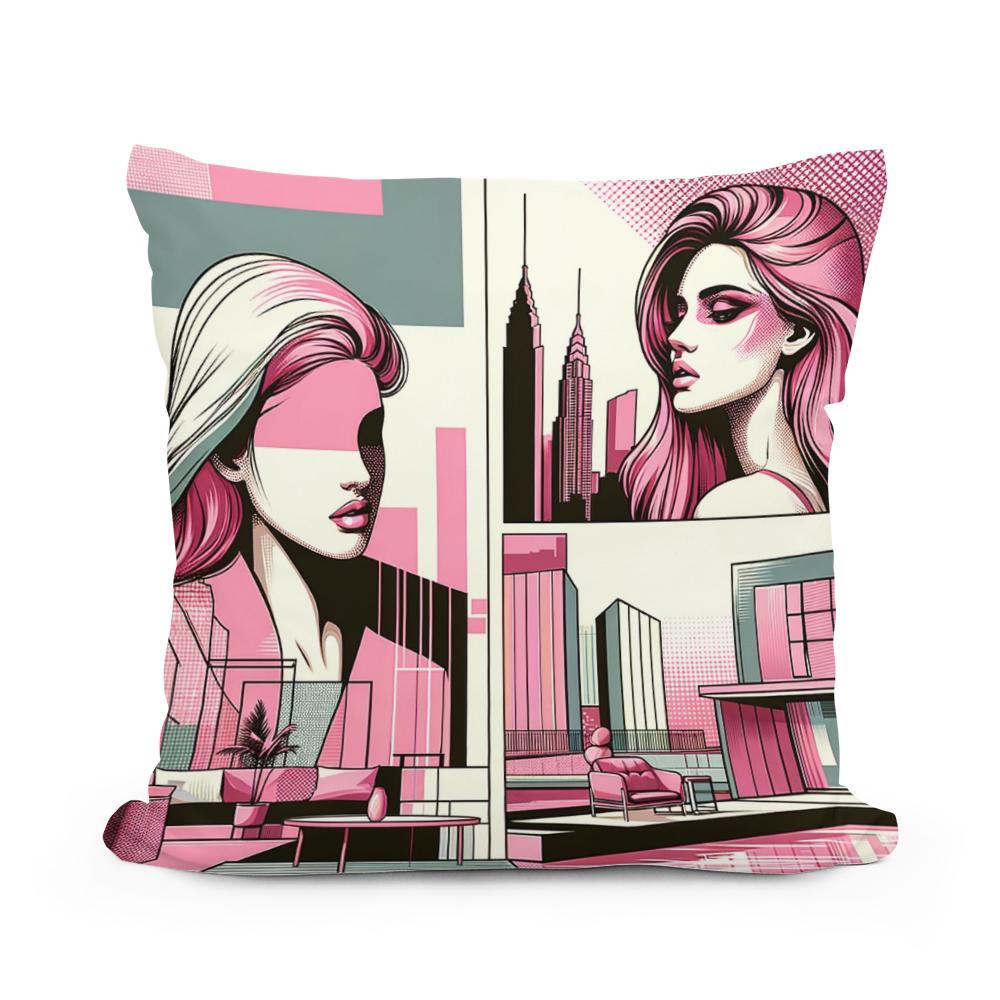 Urban Elegance: Modern Pop Art Cotton Cushion