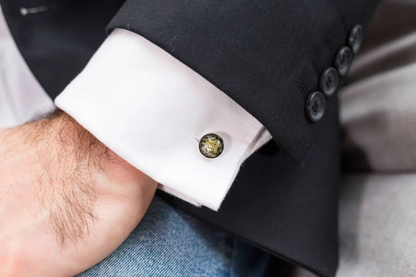 ESSENTIALS Green Amber Cufflinks