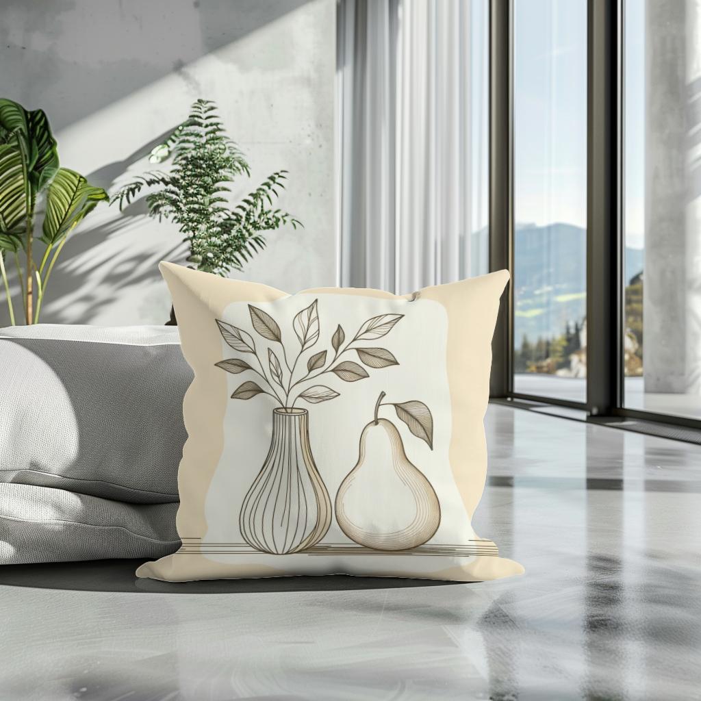 Pear and Vase Serenity Cotton Cushion
