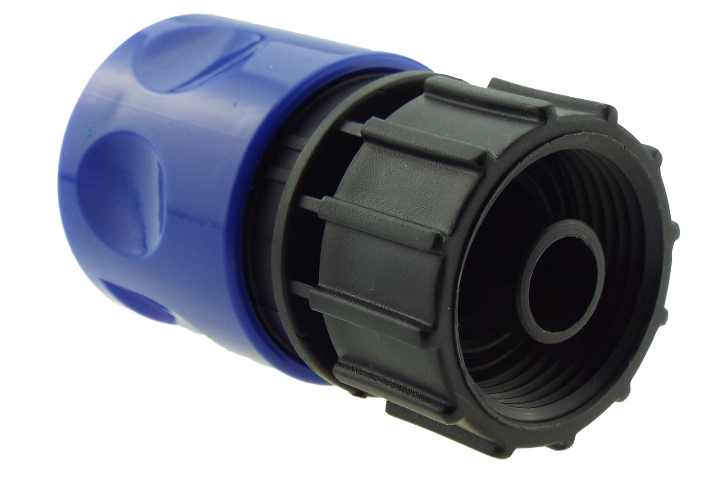 IBC 2” S60X6 Cap with In-Line BSPM Valve and ¾” BSPF Female Hose Connector Blue