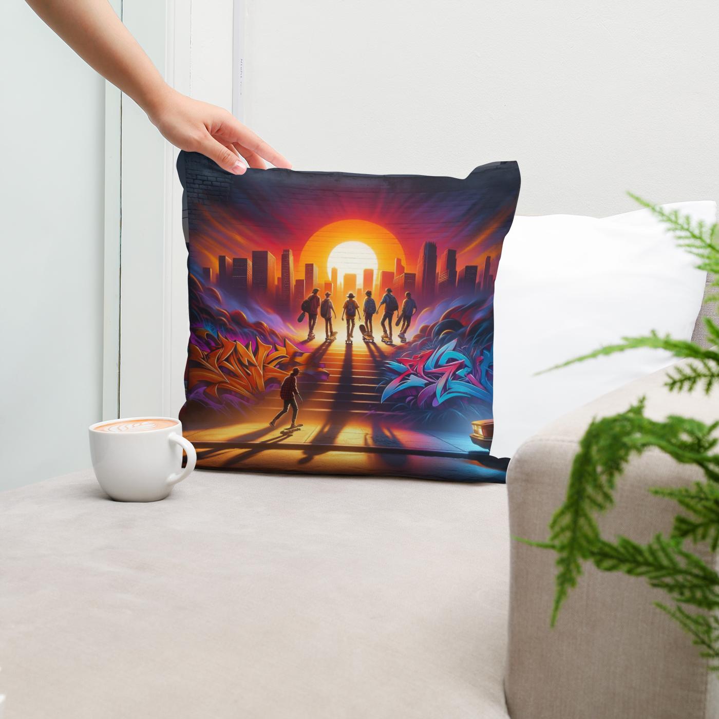 Sunset Skate Session Cotton Cushion