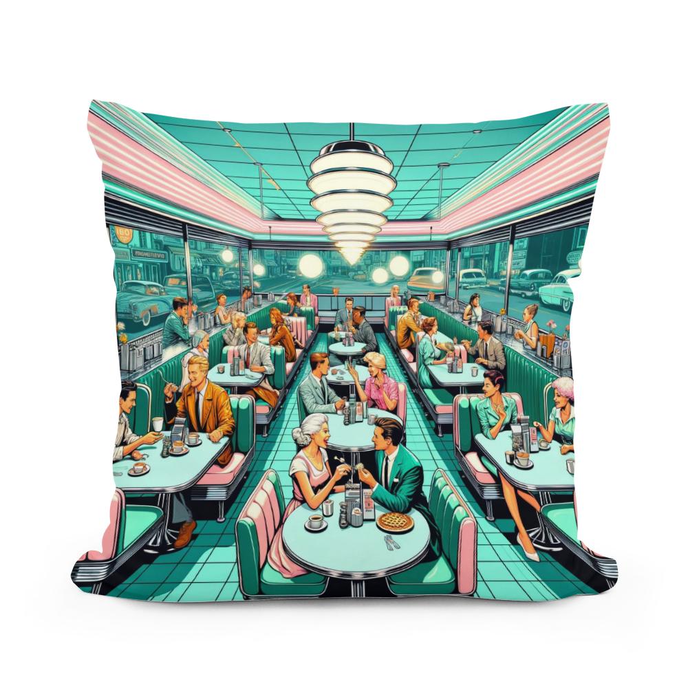 Retro Diner Revival Cotton Cushion