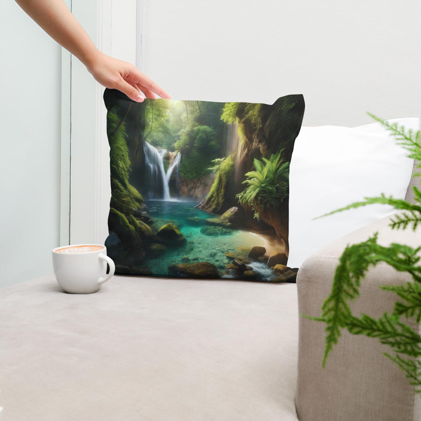 Hidden Waterfall Cove Cotton Cushion