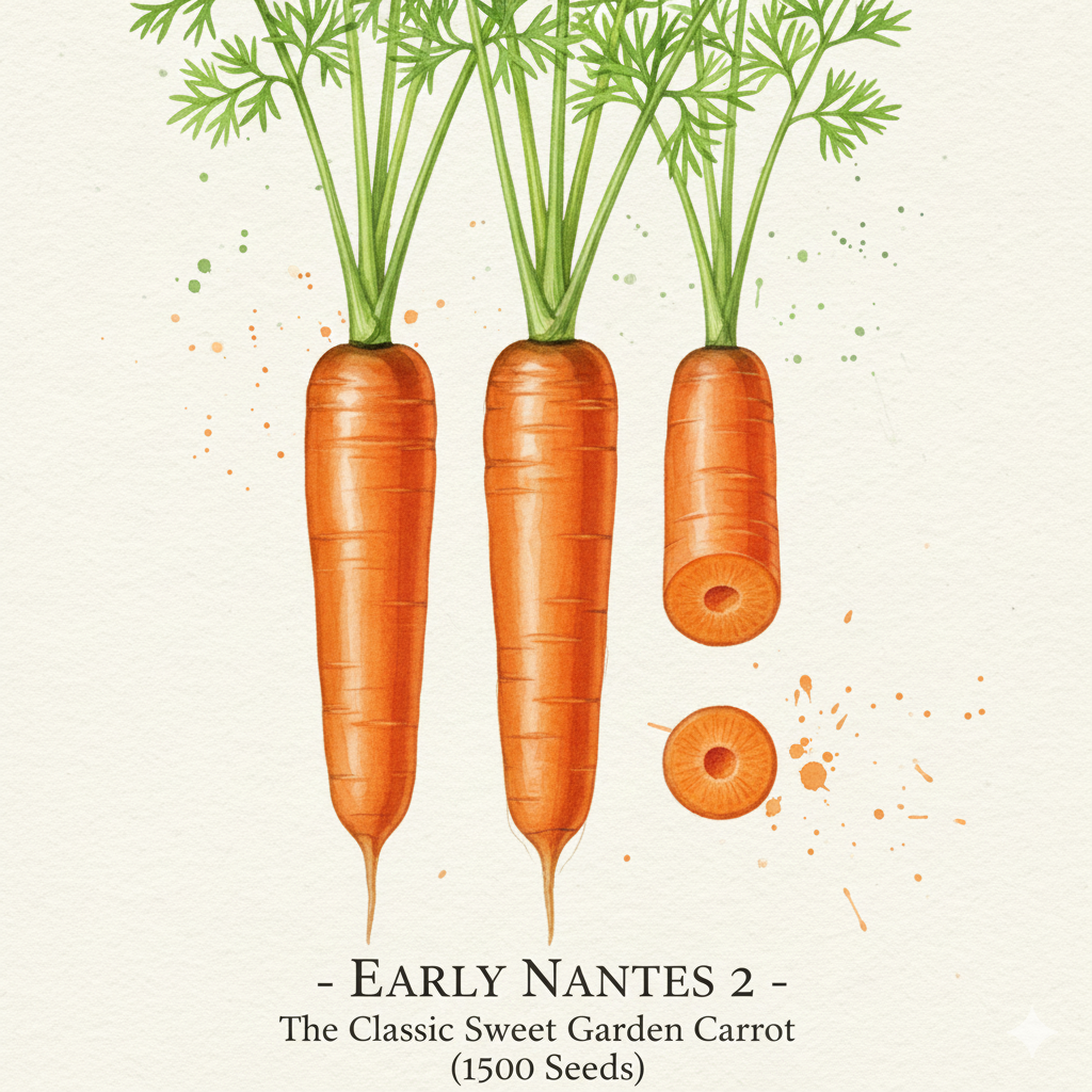 Carrot Seeds - Early Nantes 2 - The Classic Sweet & Coreless Variety (2000 Seeds)