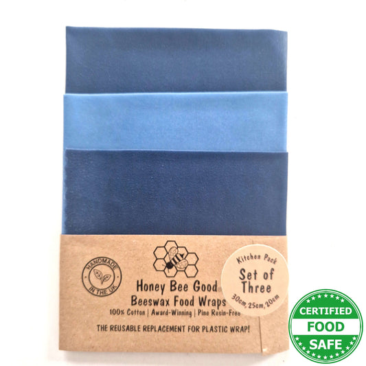 Honey Bee Good Set of 3 Handmade Beeswax Wraps | Earth Tones Sky