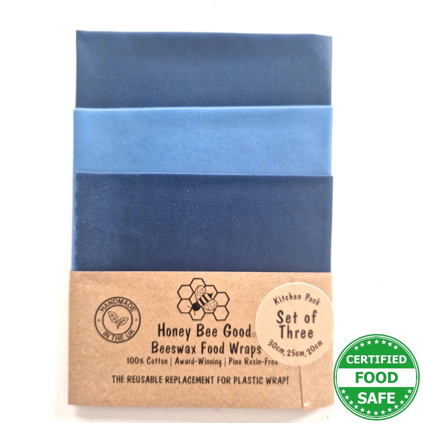 Honey Bee Good Set of 3 Handmade Beeswax Wraps | Earth Tones Sky