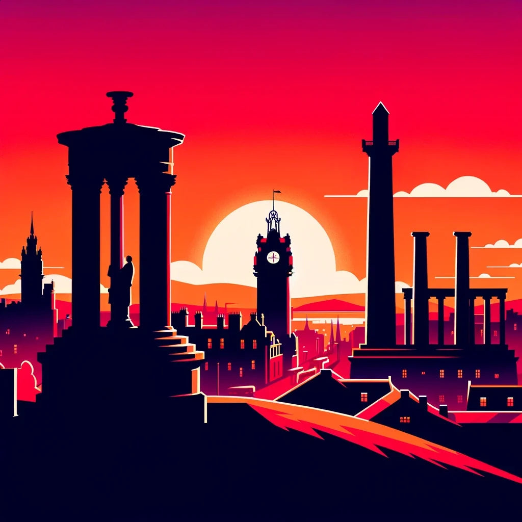 Edinburgh Calton Hill Sunset Silhouette Canvas