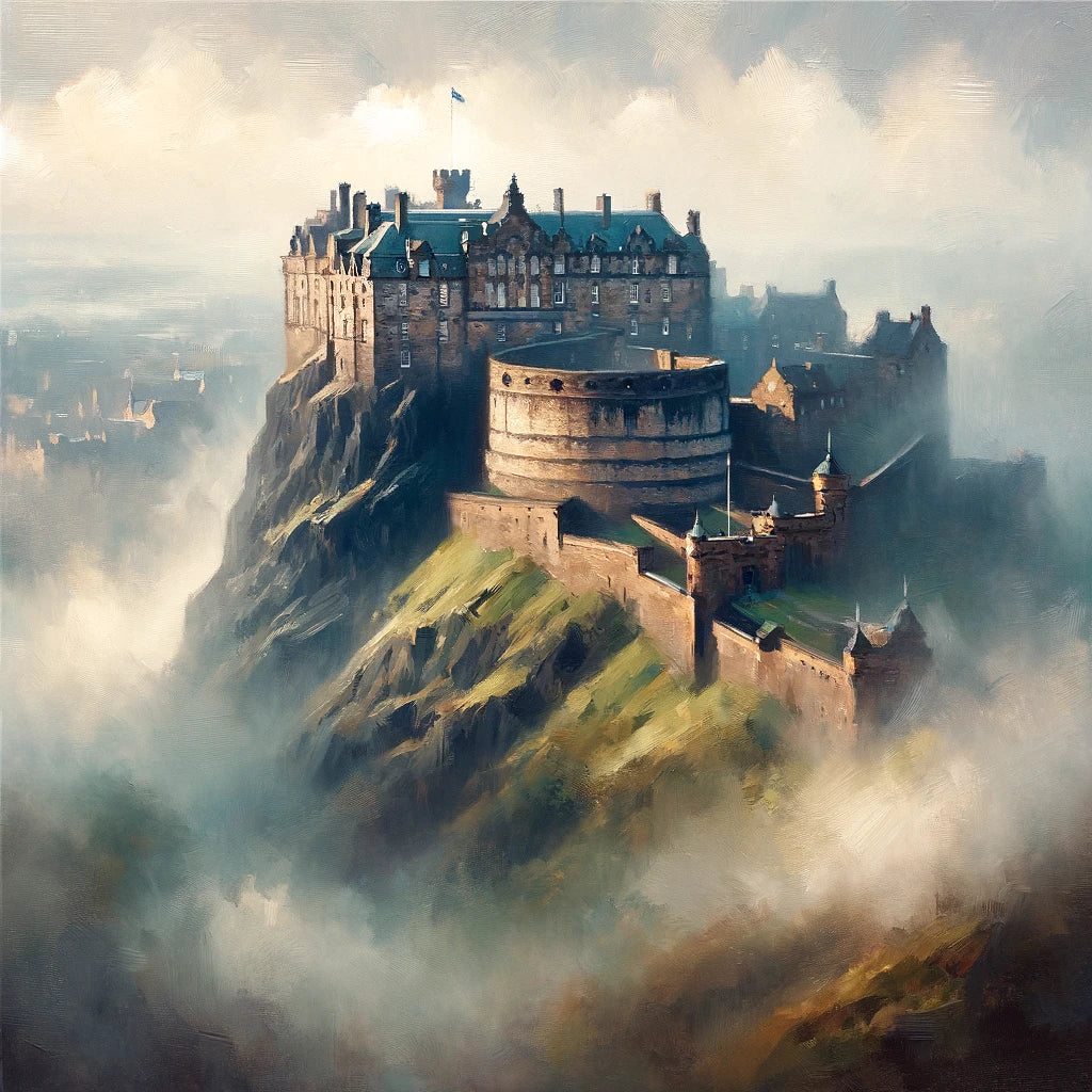 Edinburgh Castle Misty Dawn Cotton Cushion