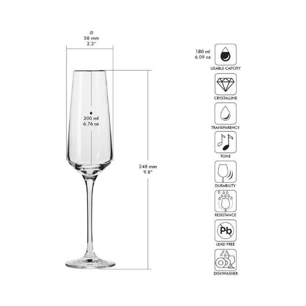 Krosno Champagne Glasses - Set of 6 - 200ml - Avant-Garde Collection