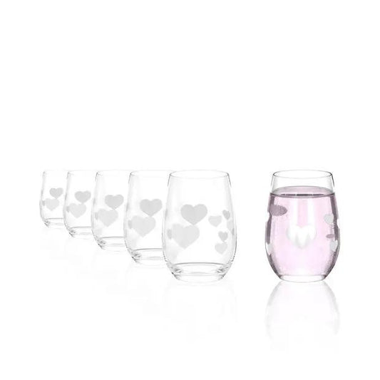 L'Amour Frosted Heart Whisky Tumbler Set - 335ml - Set of 6