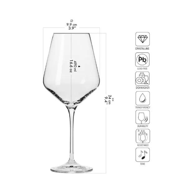 Krosno Red Wine Glasses - Set of 6 - 550ml - Avant-Garde Collection