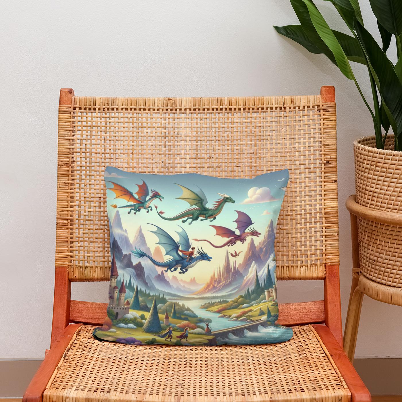 Dragon Riders Cotton Cushion