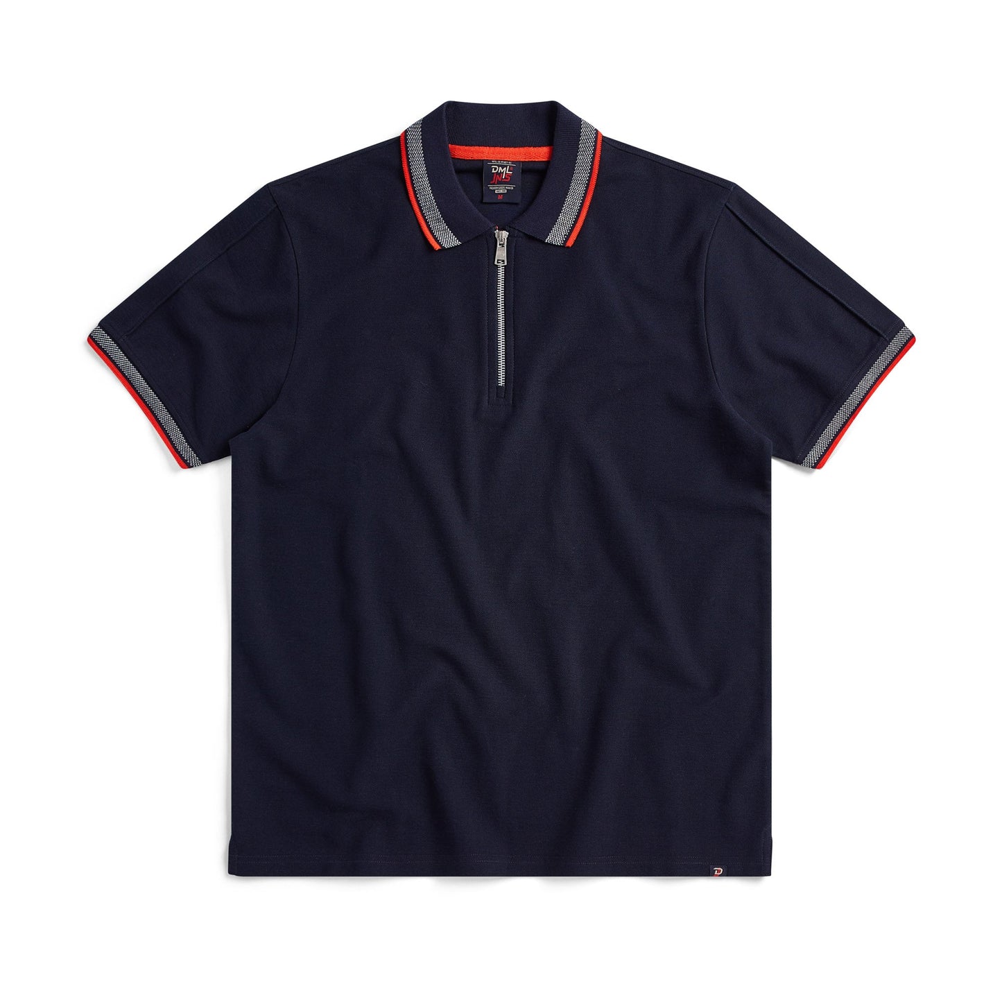 Egan men's shorts sleeve zip neck pique polo - Navy