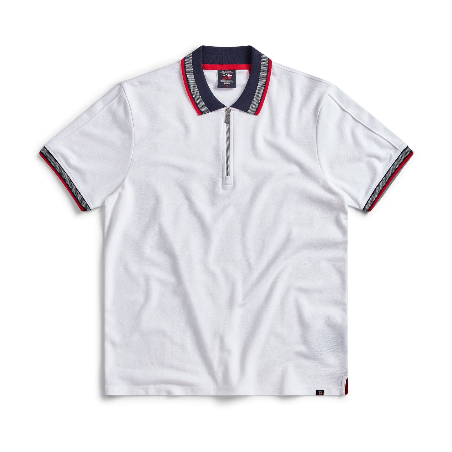 Egan men's shorts sleeve zip neck pique polo - White