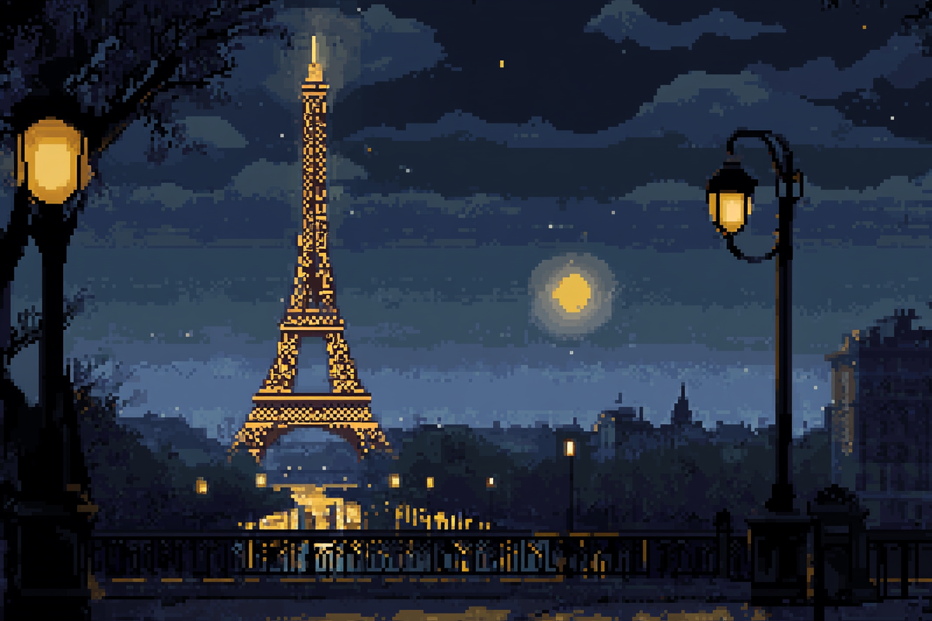 Eiffel Tower Night Canvas