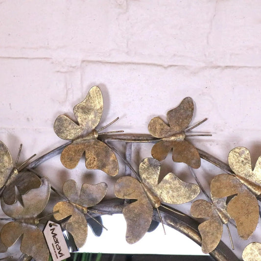 Eklora Gold Surround Butterfly Wall Mirror Oval Shape 90cm