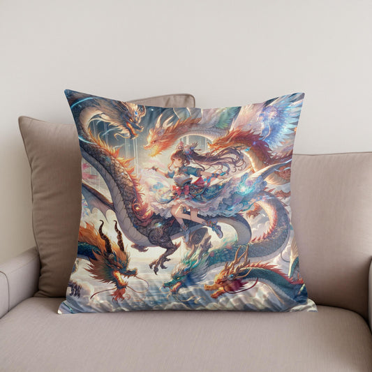 Elemental Dragon Dance Cotton Cushion