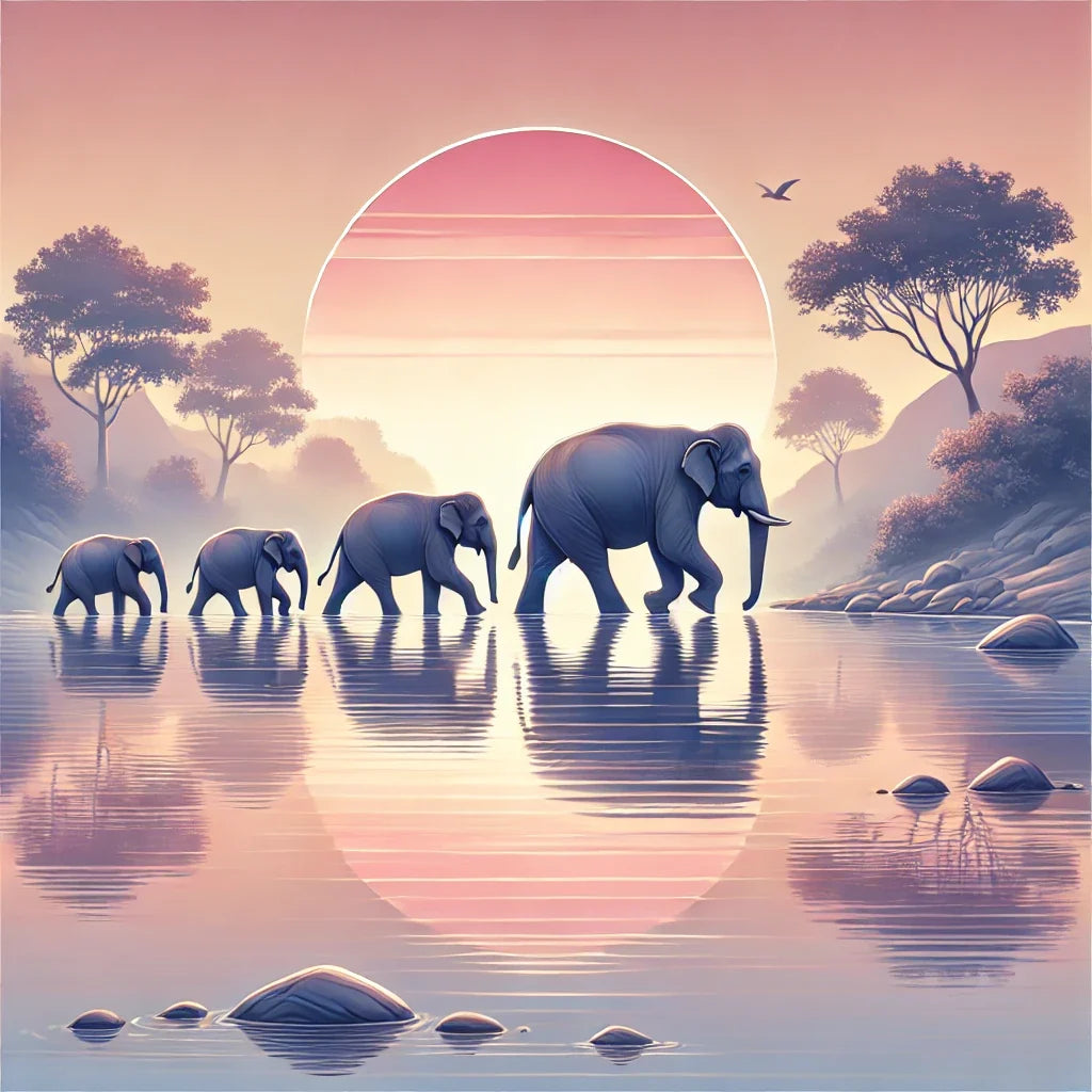 Elephant Sunrise Canvas
