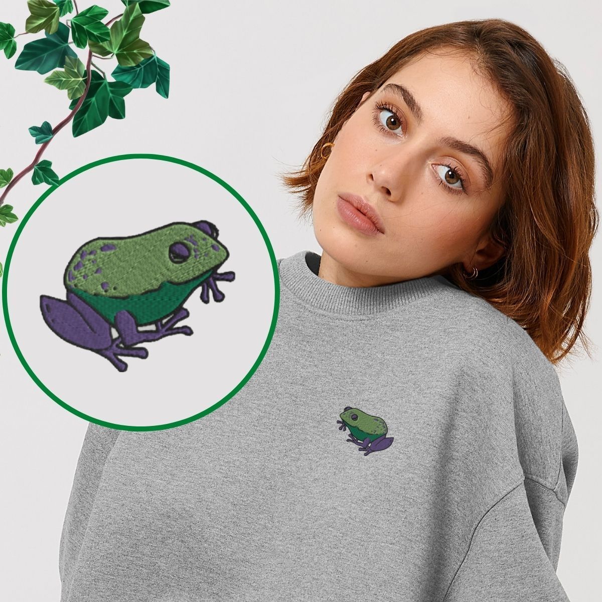 Frog Embroidered Sweatshirt (Unisex)