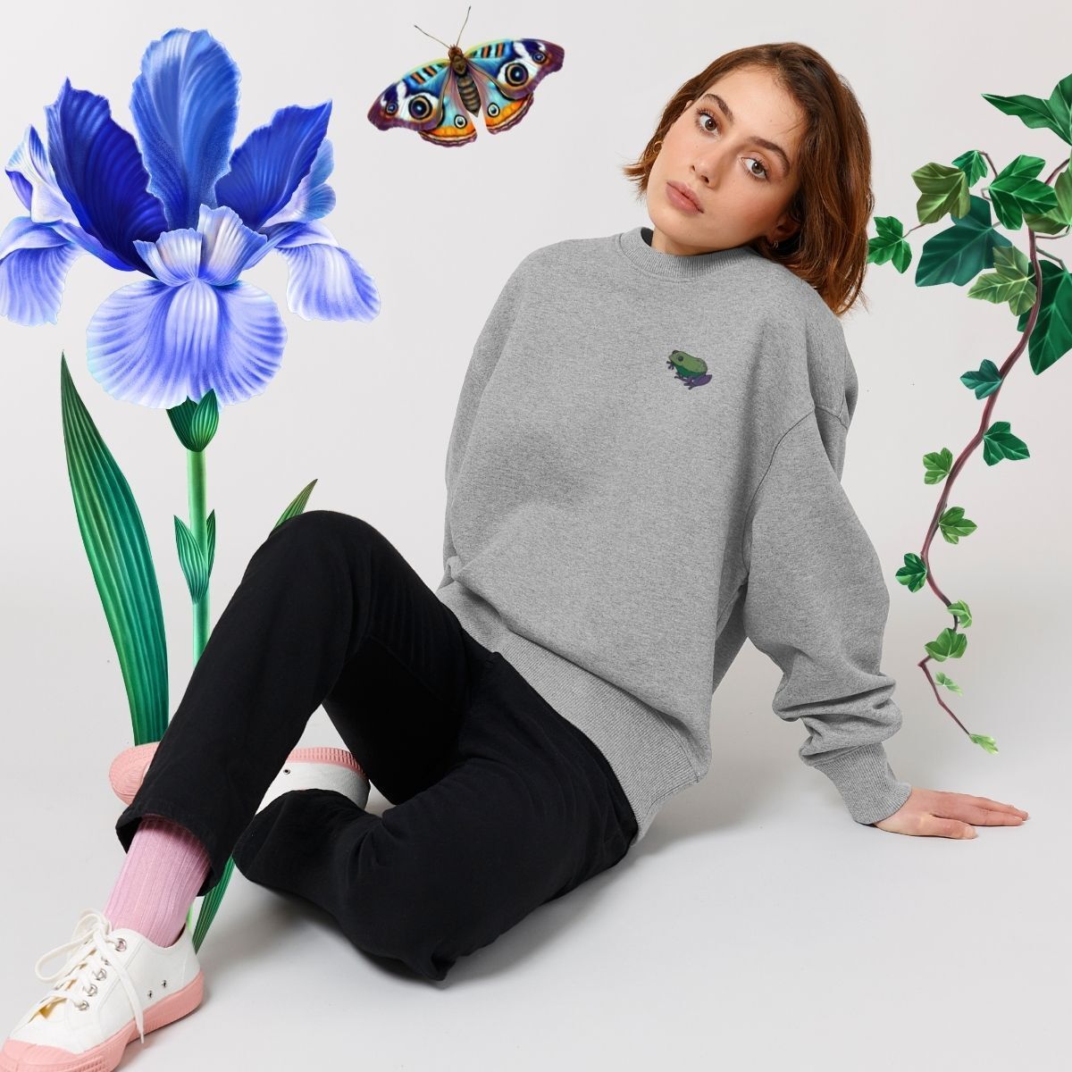 Frog Embroidered Sweatshirt (Unisex)