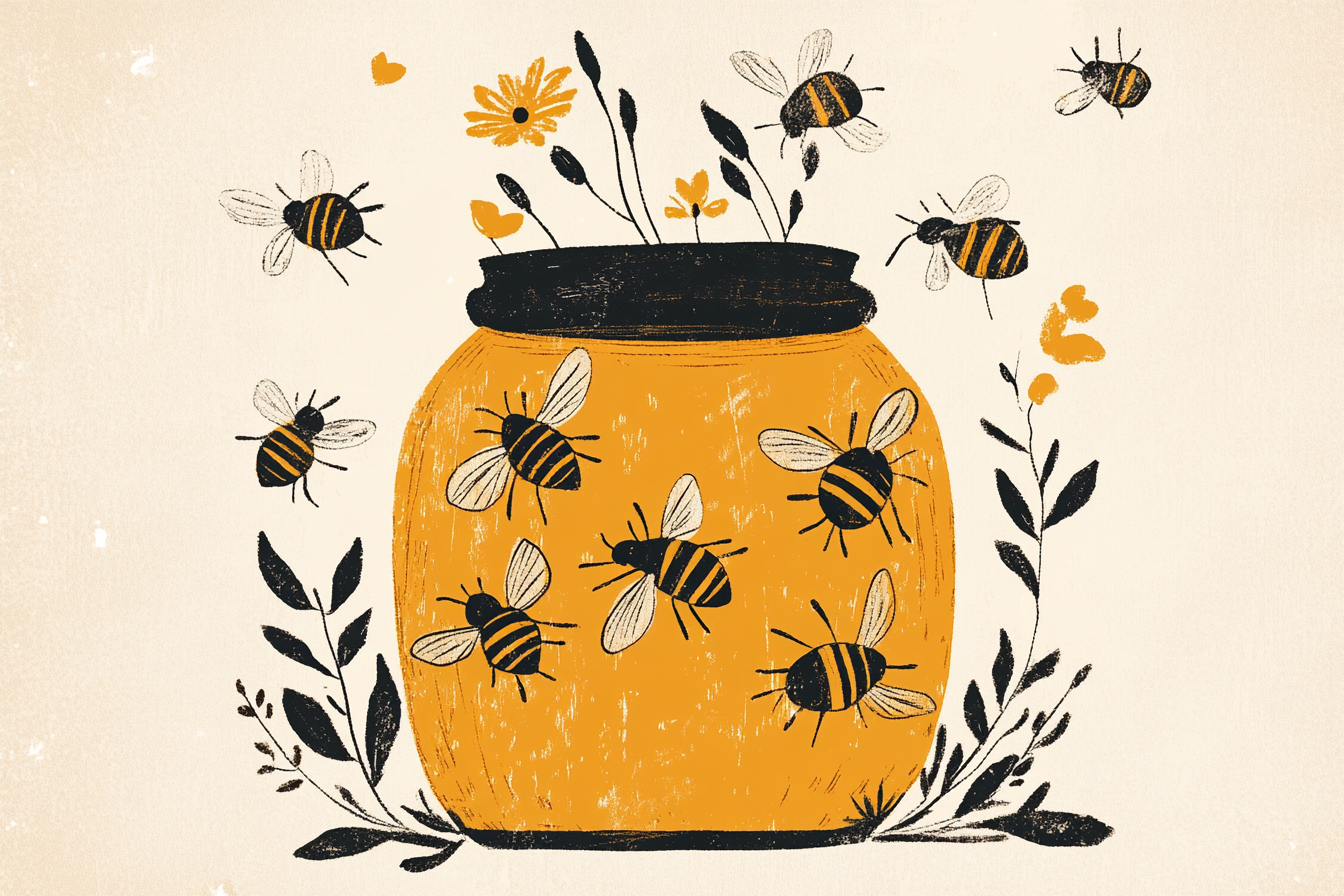 Embroidered Honey Jar Canvas