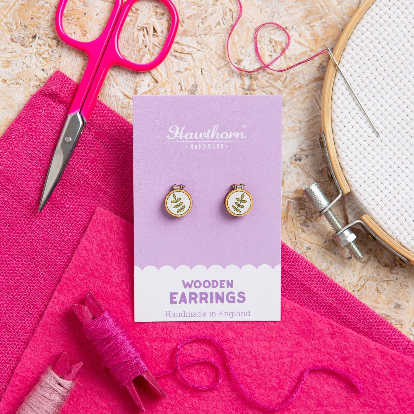 Embroidery Hoop Wooden Earrings  - Creative Gift