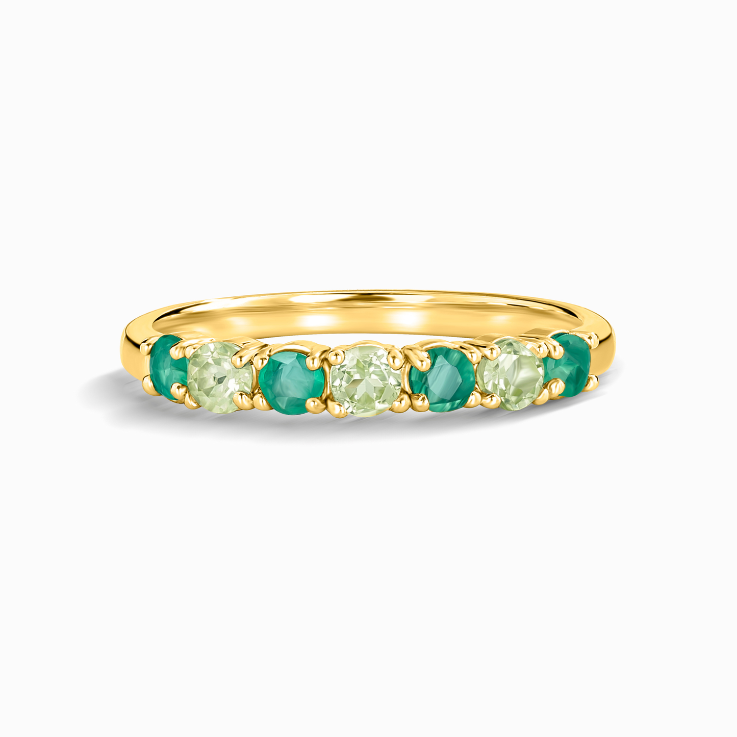 Emerald & Peridot Half Eternity Band in 18K Gold Vermeil