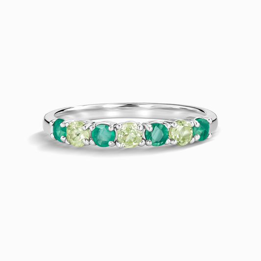 Emerald & Peridot Half Eternity Band in Sterling Silver