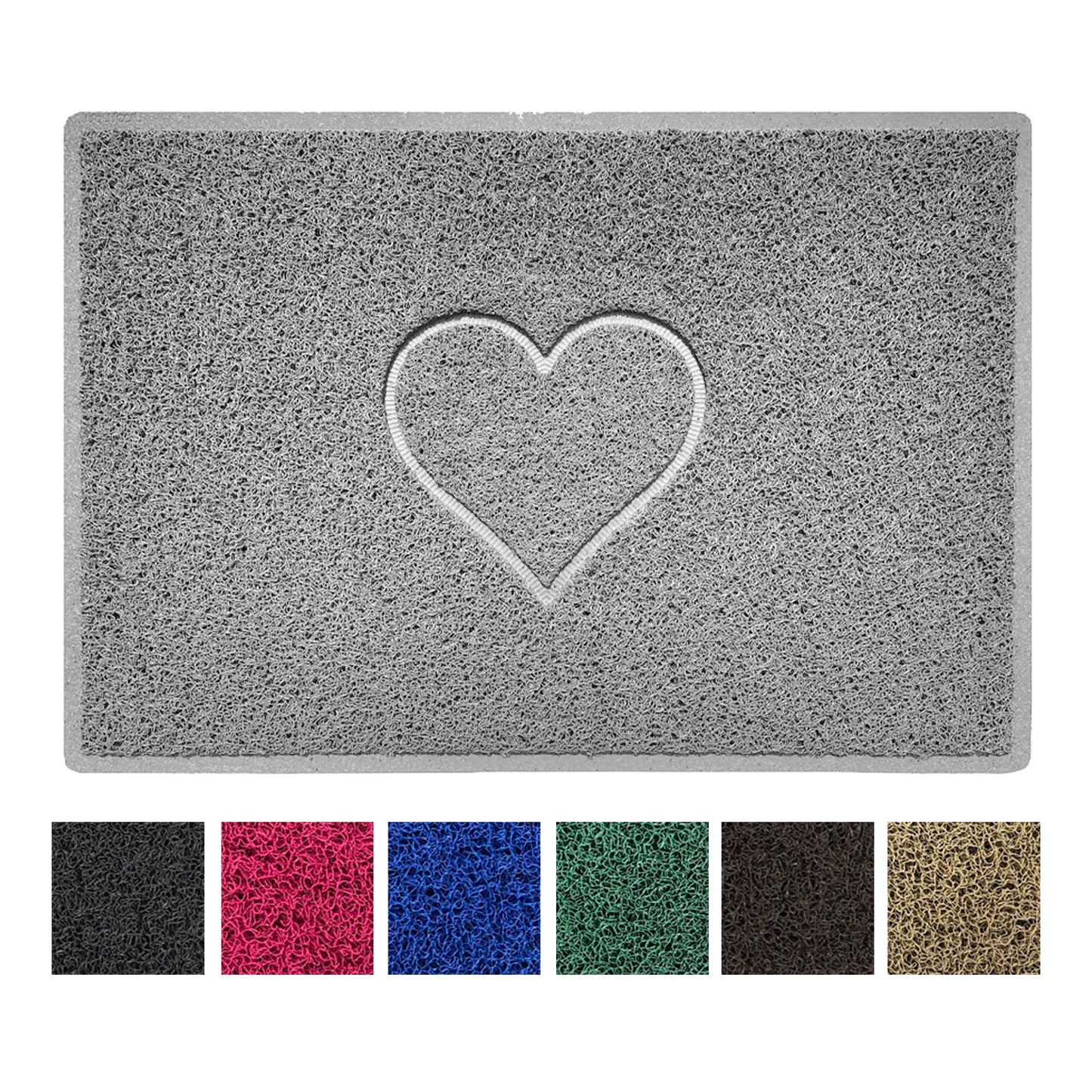"Heart" Embossed Loofah Textured Spaghetti Door Mat