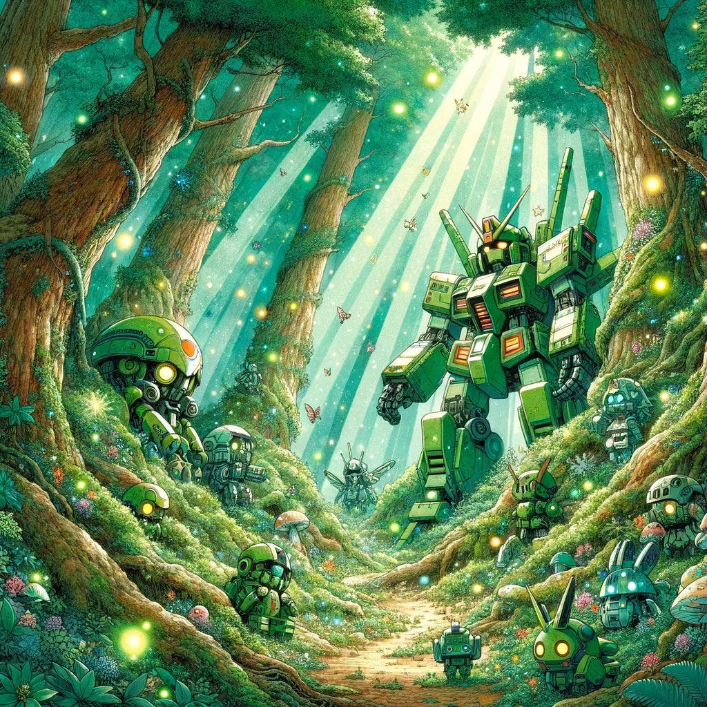 Enchanted Mecha Forest Cotton Cushion