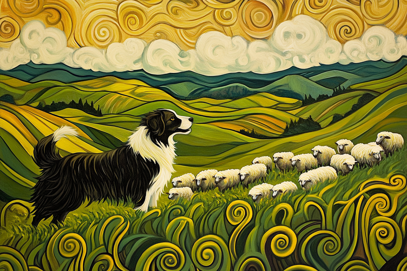 Energetic Border Collie Canvas