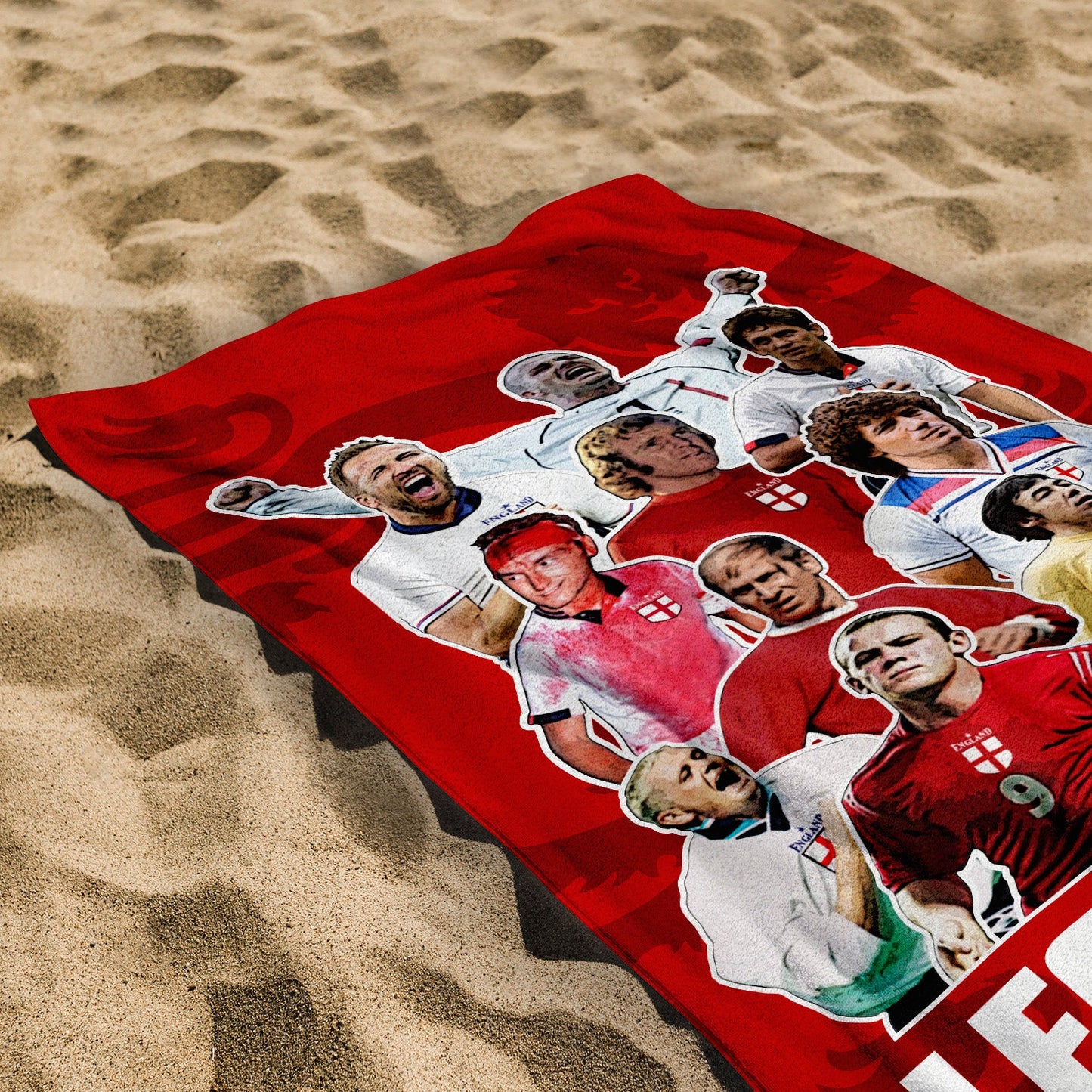 England Legend Montage - Beach Towel - Microfibre Retro Beach Towel - 150cm x 75cm