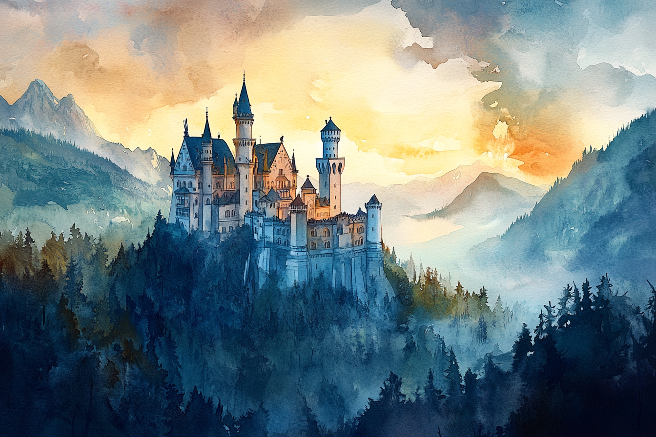 Enigmatic Sunset Castle Canvas