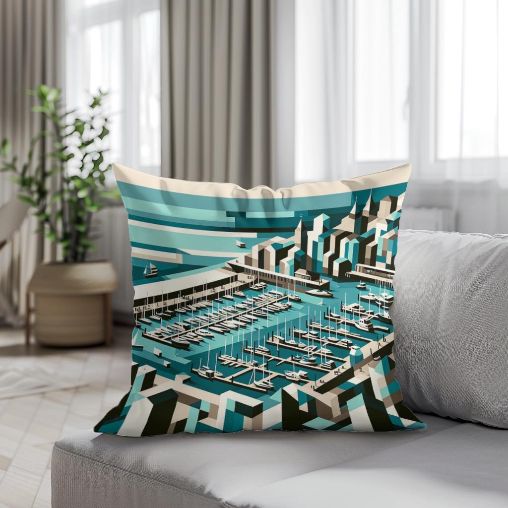 Abstract Brighton Marina Cotton Cushion