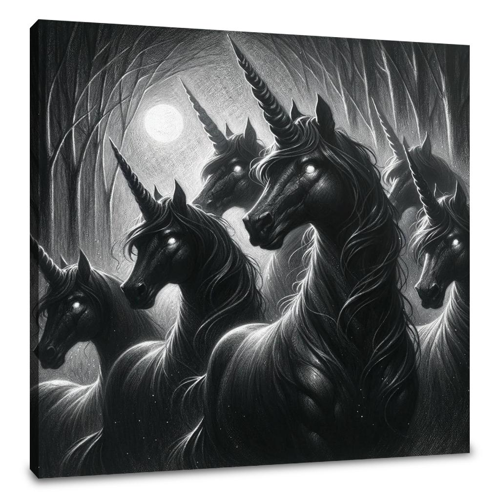 Moonlit Shadows Unicorns Canvas