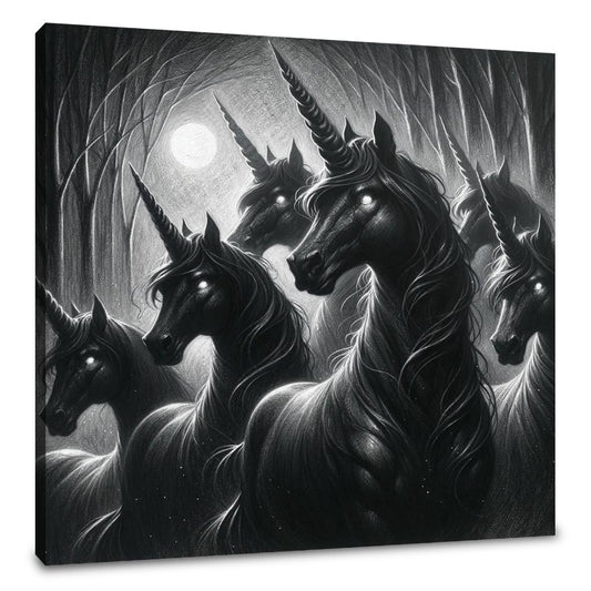 Moonlit Shadows Unicorns Canvas