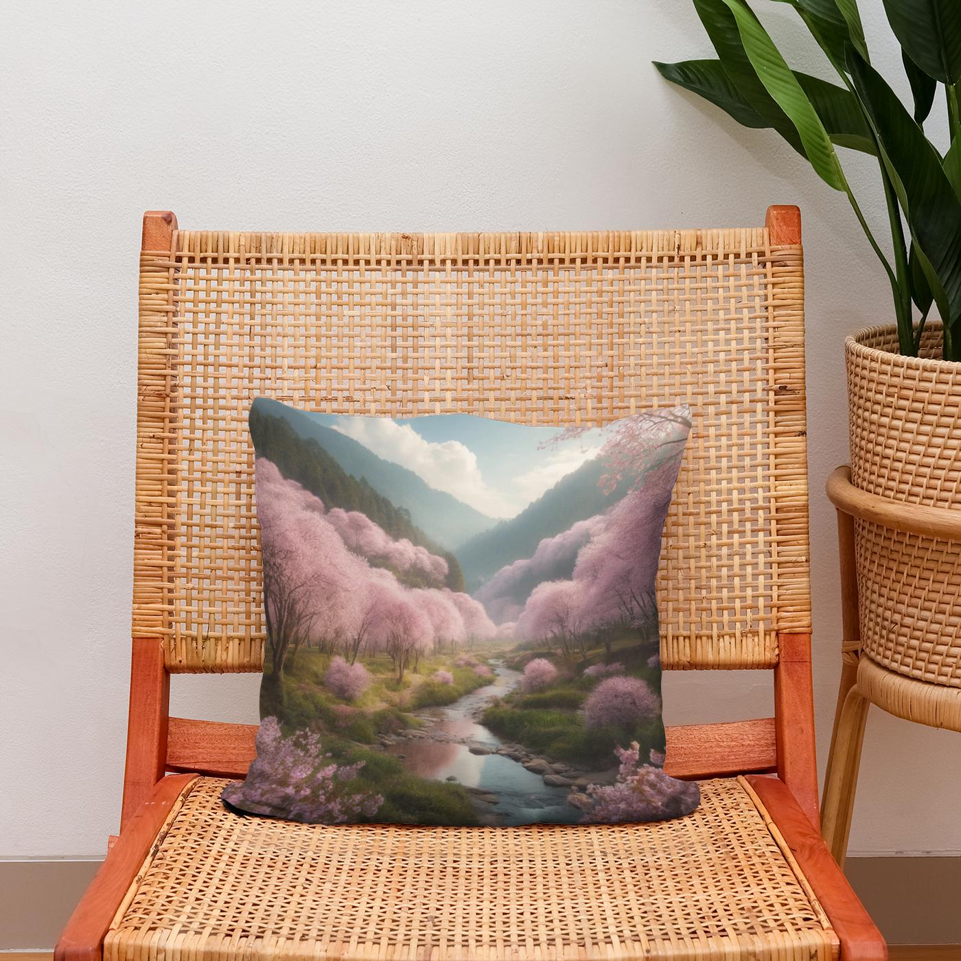 Cherry Blossom Valley Cotton Cushion