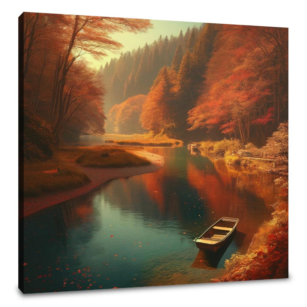 Autumn River Tranquility Canvas