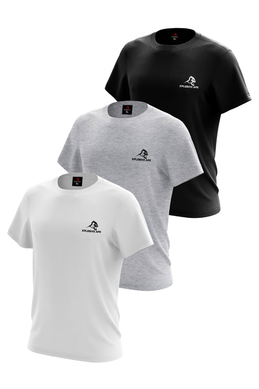 XAPE Essential 3 Tees Pack - White/Sports Grey/Black