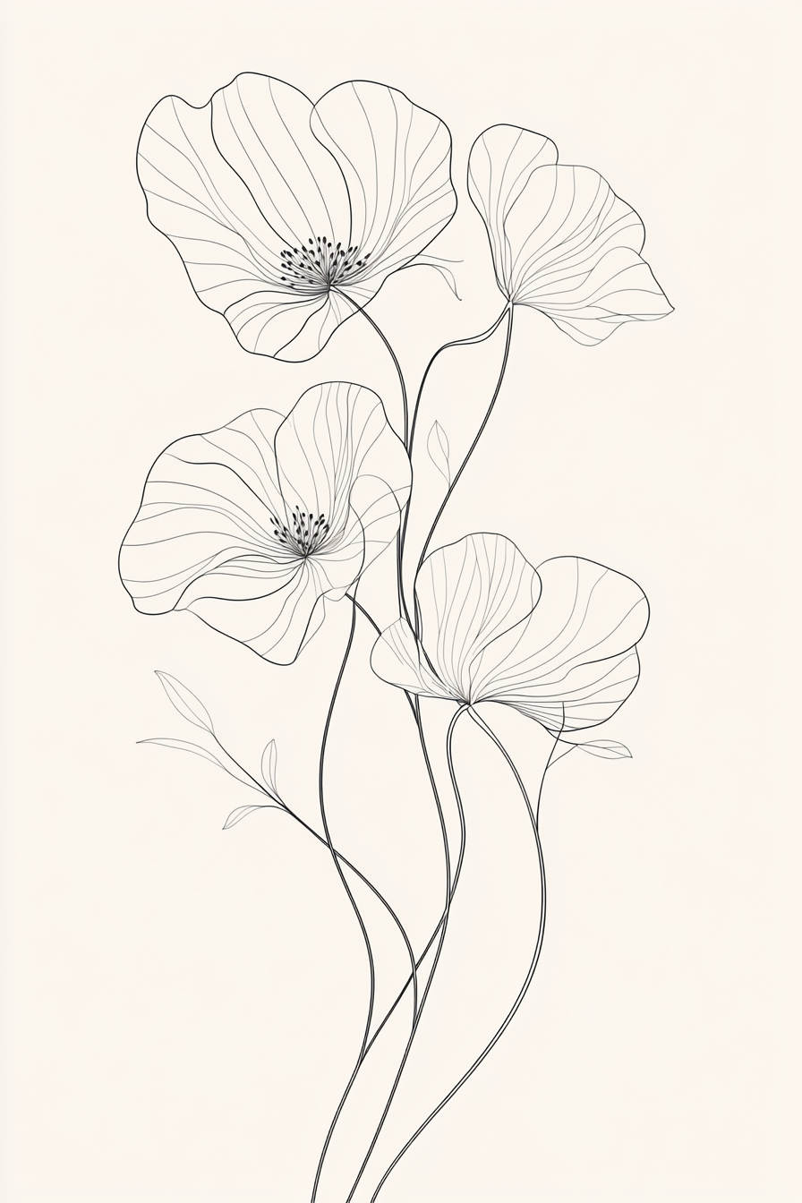 Ethereal Blossom Line Canvas