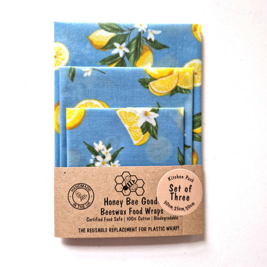 Honey Bee Good Set of 3 Handmade Beeswax Wraps | Lemonade