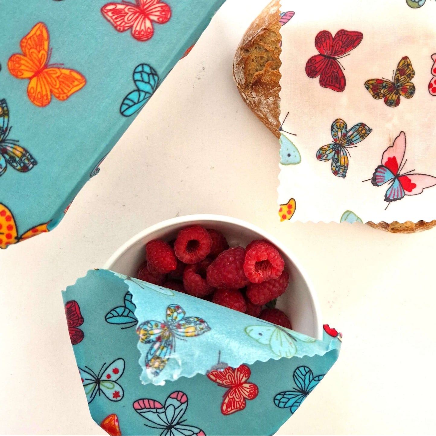 Honey Bee Good Set of 3 Handmade Beeswax Wraps | Butterflies