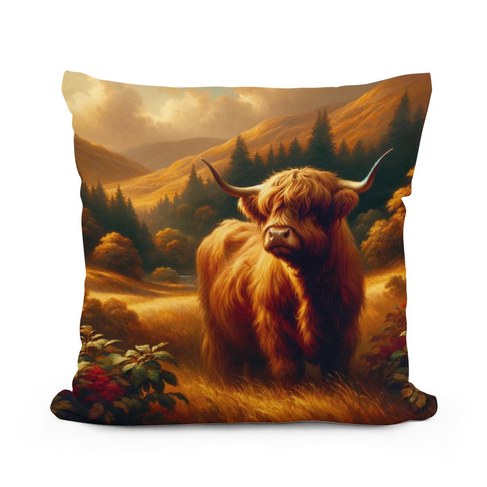 Timeless Highland Cow Serenity Cotton Cushion