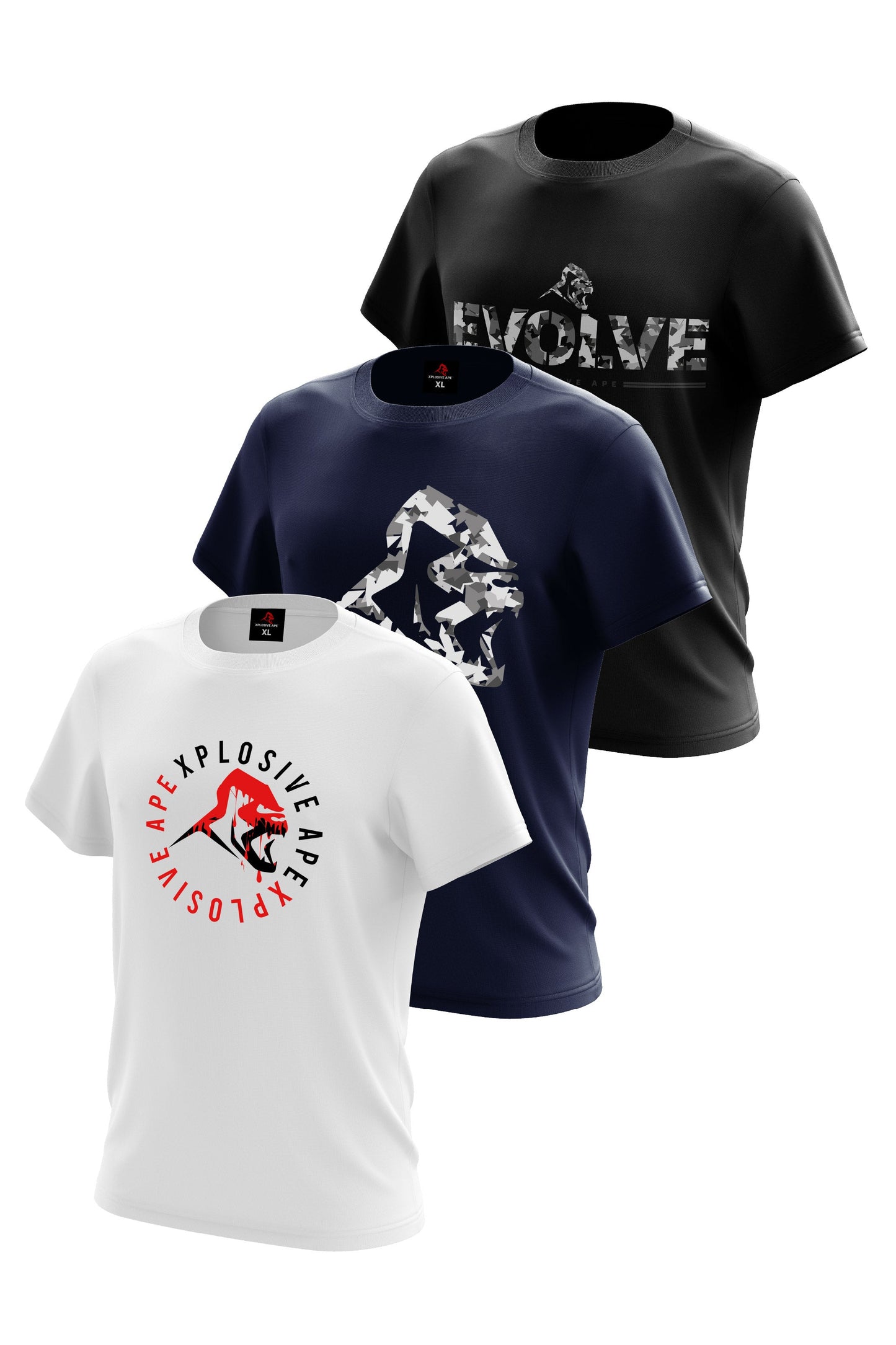 XAPE Evolve 3 Tees Pack - White/Navy/Black