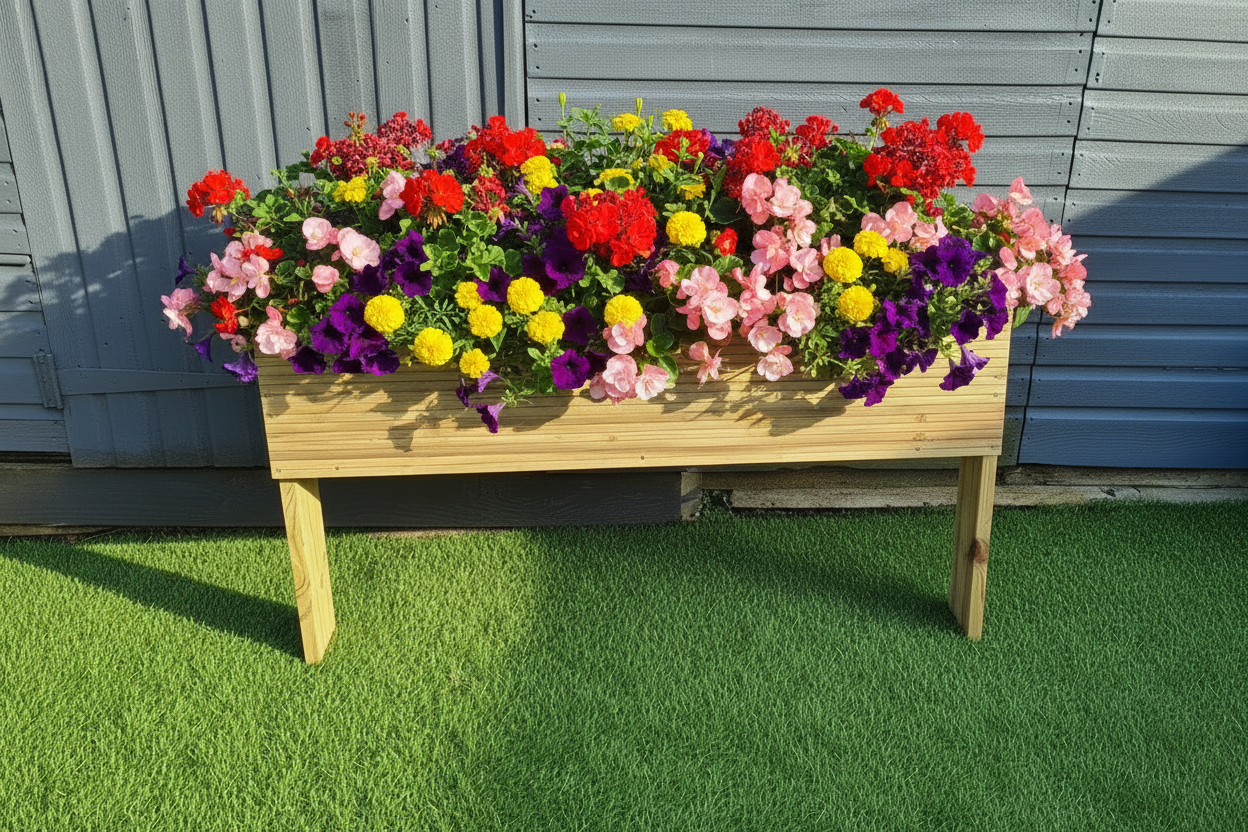 Extra deep 60cm high Raised wooden decking planter